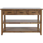 Claremont 50" Storage Sofa Console Table in Wire Brushed Brown Wood